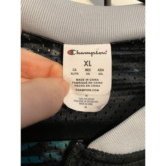 Champion‎ Reversible Mesh Bomber Jacket Black & Tropical Print Mens XL - Picture 8 of 8